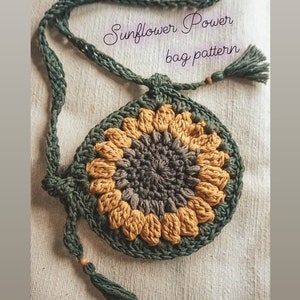 NUR MUSTER NUR Häkeltasche Muster, Sun-Flower-Power Crossbody, niedlich, Mädchen Tasche, Anfänger Muster, Sonnenblume Tasche, Kleinkind Tasche, Markt-Bestseller