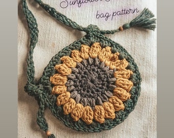 PATTERN ONLY Crochet bag pattern, Sun-Flower-Power crossbody, cute, girl bag,beginner pattern, sunflower bag, toddler bag, market bestseller