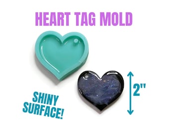 Heart Tag Resin Mold for Keychains and Necklaces, Polymer Clay Molds, Resin Heart Necklace Mold, Resin Keychain Heart Mold, Silicon Mold