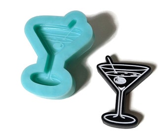 Martini Glass Resin Mold - Magnet and Wax Melt Mold - Casino Style Silicone Mold - Engraved Mould for Epoxy or UV Resin by ResinQueenShop