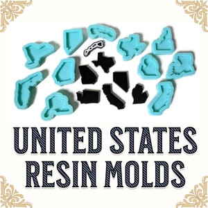 US States Resin Molds, Polymer Clay Molds, United States Silicone Mold, Engraved Mold for Epoxy or UV Resin, United States Molds