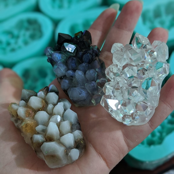Crystal Bed Cluster Resin Mold - Works Great with Resin, Gypsum, Wax, and More - Made from Premium Platinum Silicone by Resin Queen Shop