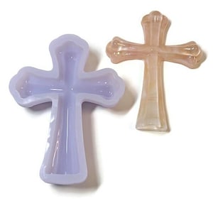 6.5&quot; Elegant Cross Mold - Glossy Christian Cross Silicone Mold For Resin by Resin Queen Shop