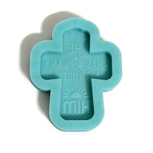 Cross Resin Mold - "He Has a Plan. Trust Him" Quote - Magnet and Wax Religious Mold - Engraved Mould for Epoxy Resin by ResinQueenShop