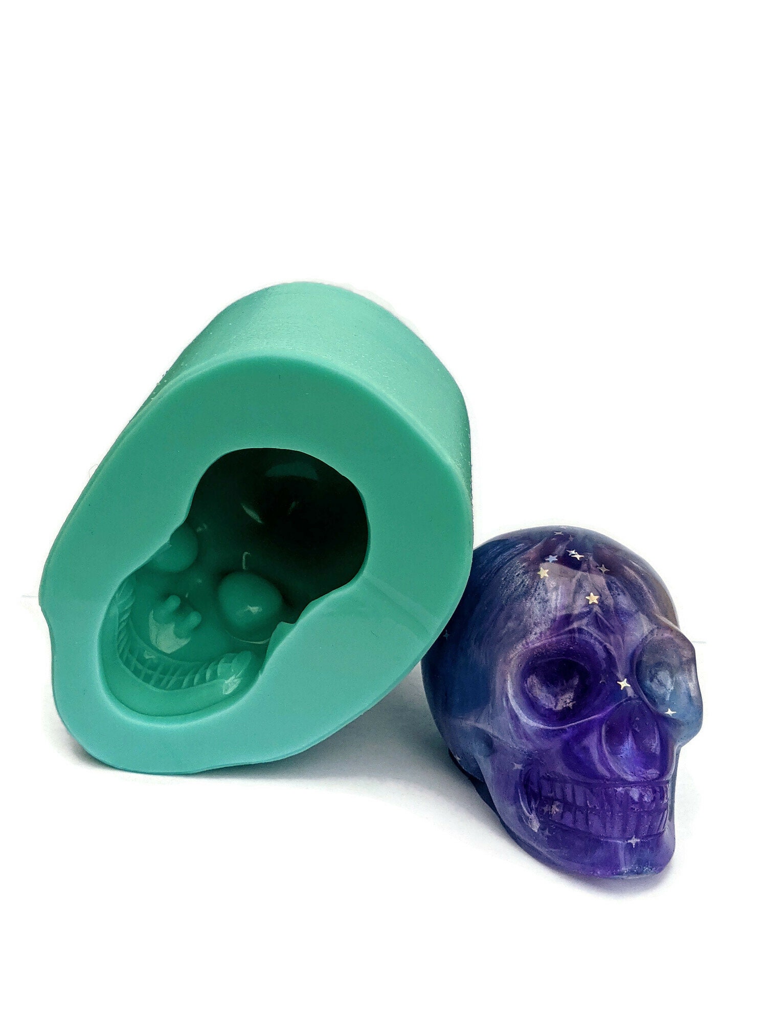 1.75 Inch Holographic Skull Earrings Silicone Mold for Resin