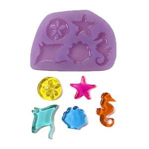 Ocean Life Mold - Make Your Own Seahorse, Starfish, Shell, Manta Ray, and Sand Dollar with this Mold for Epoxy Resin, UV Resin, and More!