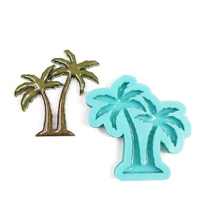 Glossy Double Palm Tree Resin Mold - Domed Finish Unique Beach Theme Silicone Mold For Resin by Resin Queen Shop