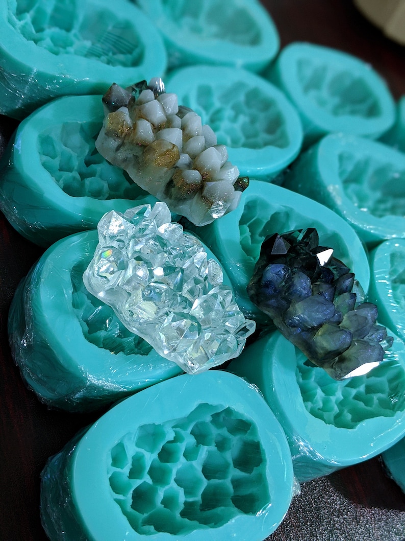 Crystal Bed Cluster Resin Mold Crystal Point Glossy Mold Mould Etsy