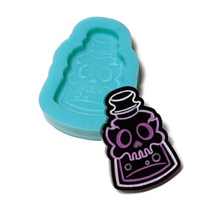 Skull Bottle Magnet Resin Mold - Magnet or Wax Melt Mold - Cute Skull Silicone Mold - Engraved Mould for Epoxy or UV Resin by ResinQueenShop