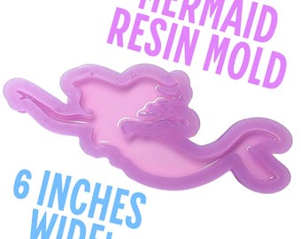 Molde de resina de sirena de 15 cm, molde de silicona con temática oceánica, molde de sirena para resina, molde de silicona para resina epoxi con temática de fantasía oceánica