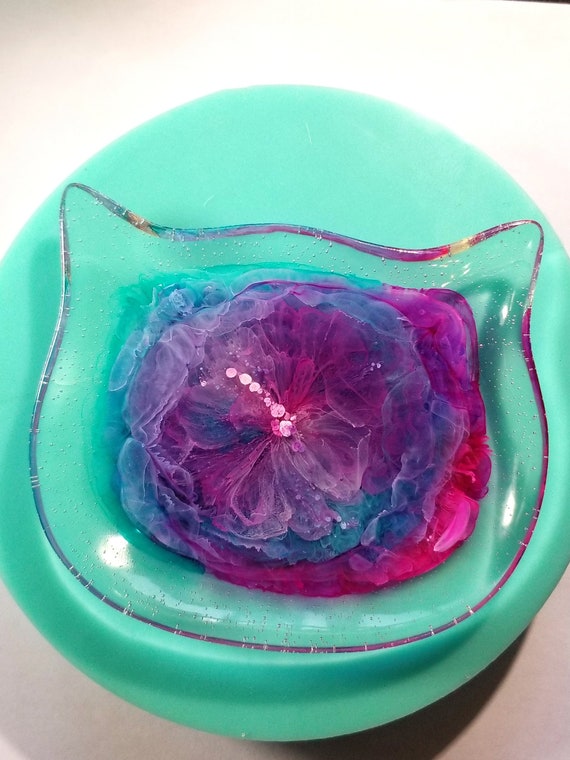 Kitty Cat Tray Resin Mold Trinket Dish Silicone Crafting Coin Dish Molds Trinket Dish Mould Soap Dish Key Tray Jewelry Trinket Box Silicon