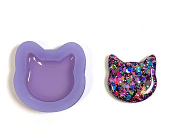 Molde de resina para cabeça de gato - Molde de silicone exclusivo da Resin Queen Shop
