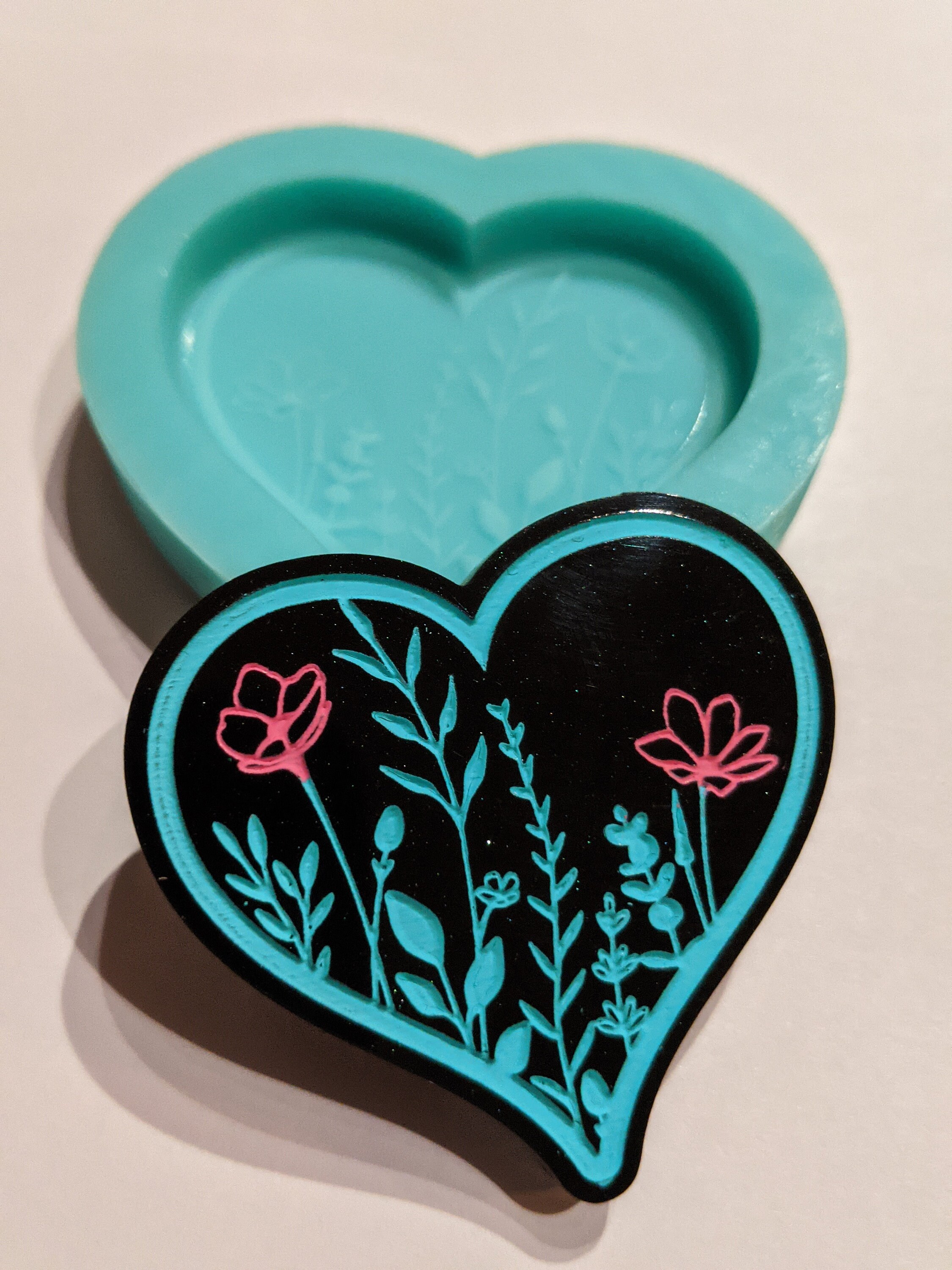 Heart With Flowers Resin Mold and Wax Melt Mold Etsy Ireland