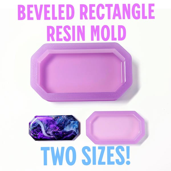 Unieke harsmal - afgeschuinde badge grote harsmal voor bloemenbehoud, diepe epoxyharsvorm, naamplaatje siliconen mal, lange achthoekige mal