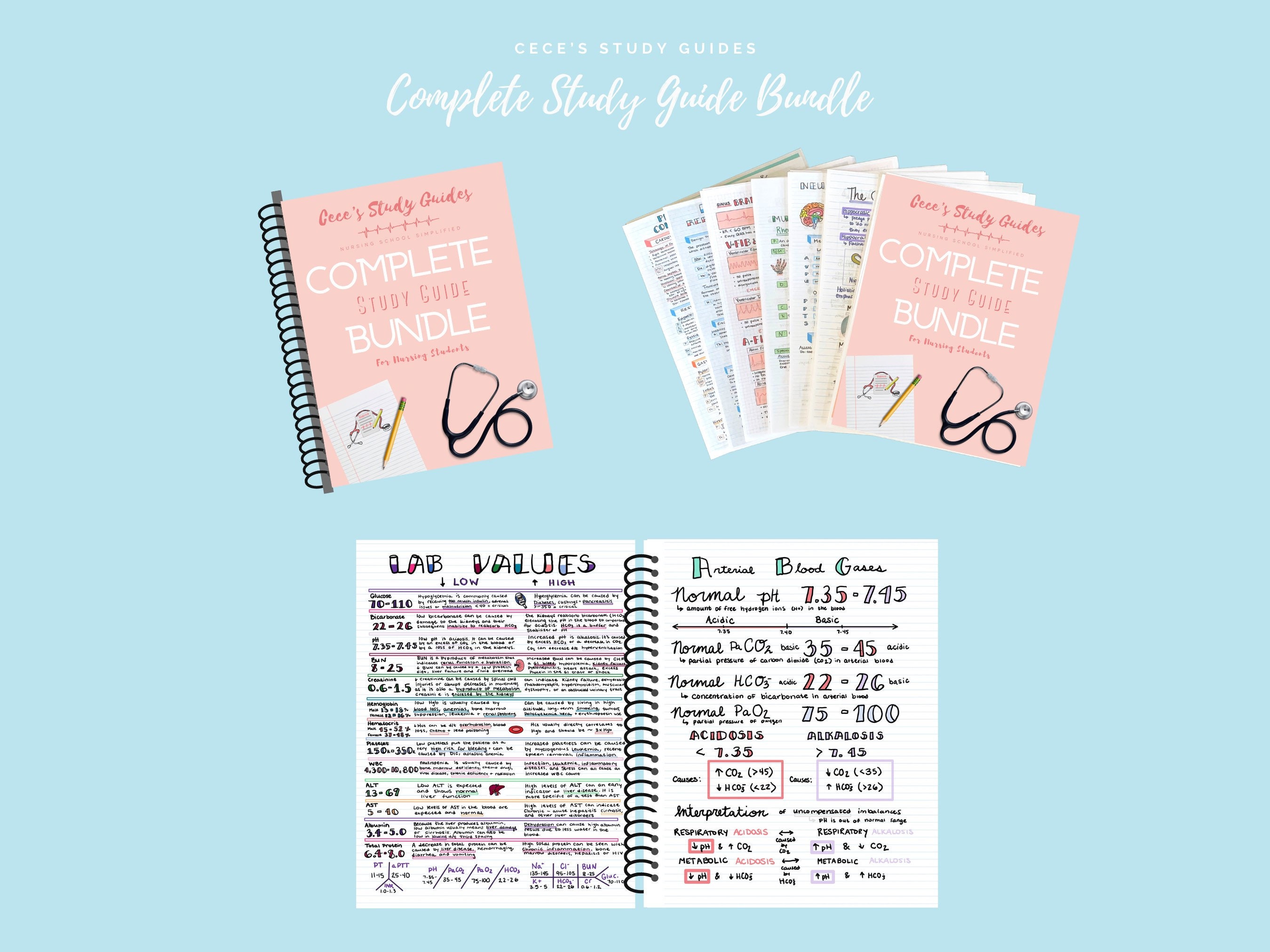 PRINTED, Complete Study Guide Bundle for Nursing Students™ - HARD COPY, Nursing  School Notes