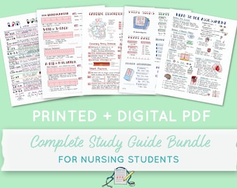 PRINTED + DIGITAL - Complete Nursing Study Guide Bundle - Hard Copy & PDF | Nurse Notes | Med Surg Fundamentals Critical Care Maternity