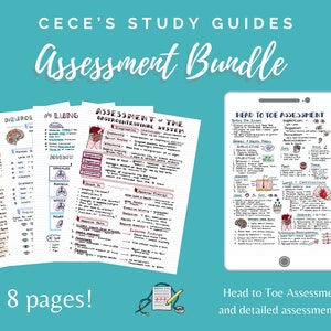 Health Assessment Bundle ™ - Nursing School Notes to help pass NCLEX RN or LPN - Cece’s Study Guides Nursing Notes, Nurse Cheat Sheets