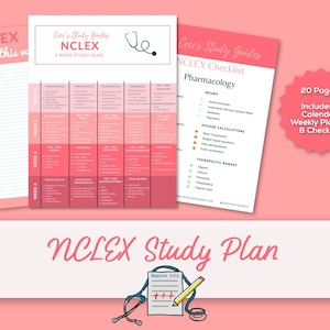 Lista de verificación y calendario del plan de estudio del NCLEX / Guía de preparación del NCLEX de 4, 6 y 12 semanas con consejos de estudio y mapas conceptuales