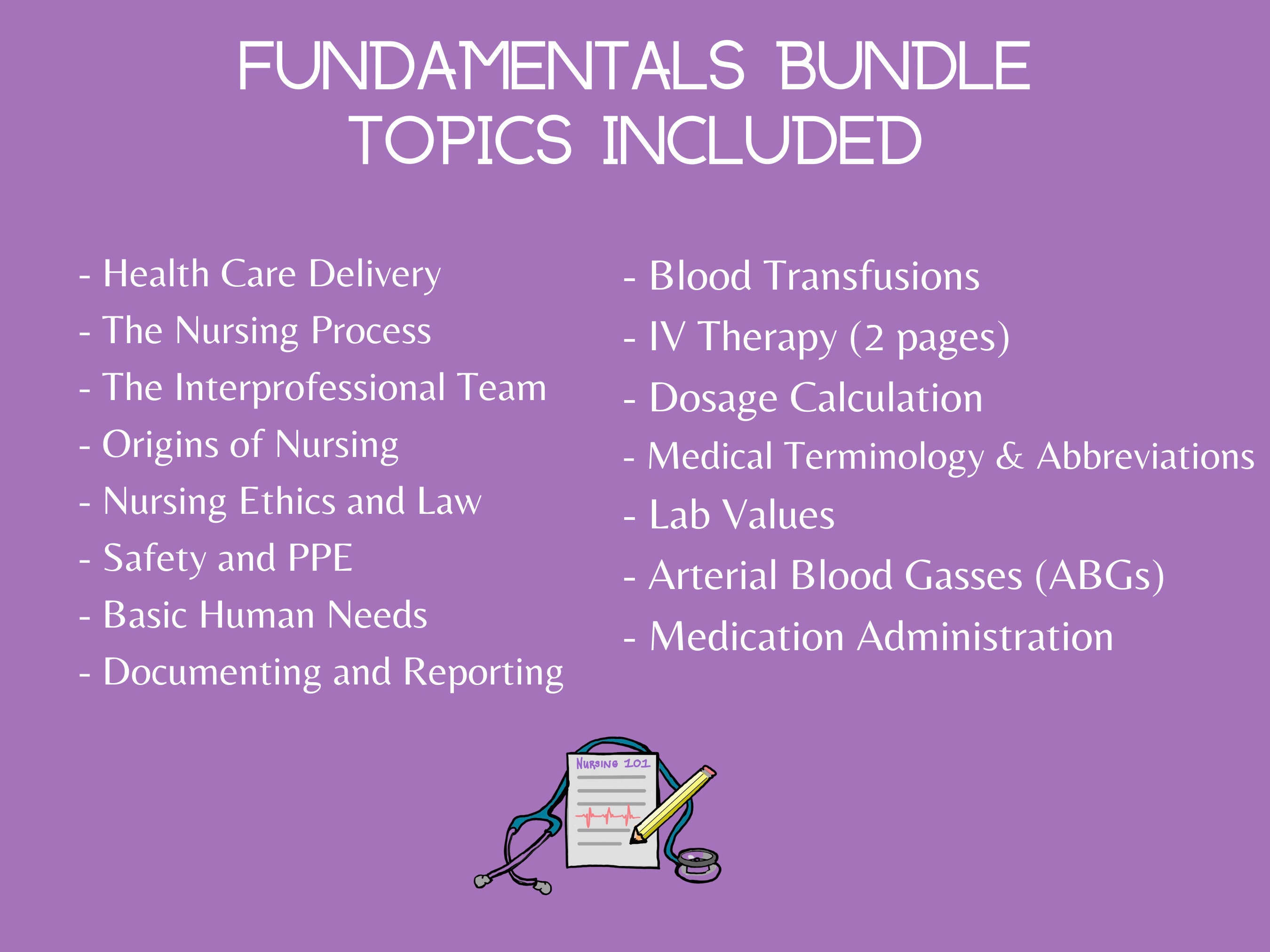Fundamentals Of Nursing Bundle Nursing School Notes 21 Pages To Fundamentals Of Nursing Bundle Nursing School Notes 21 Pages To