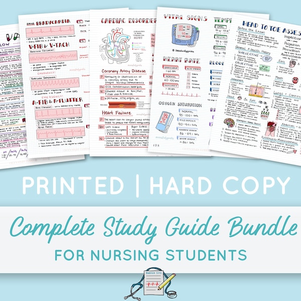 PRINTED | Complete Study Guide Bundle for Nursing Students™ - HARD COPY | Nursing School Notes | Med-Surg Fundamentals Maternity Peds Pharm