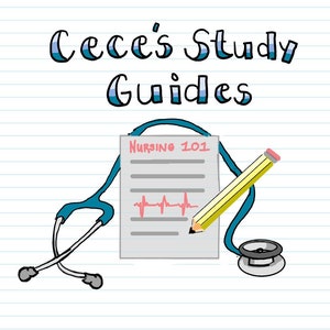 May include: A hand-drawn illustration of a stethoscope, a pencil, and a sheet of paper with the text "Nursing 101" and a red EKG line. The image is on a white background with blue lines.