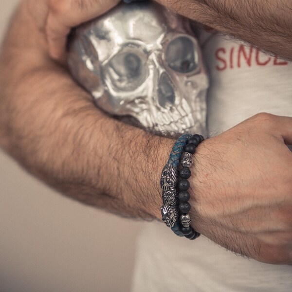 Mens Skull Bracelet Etsy