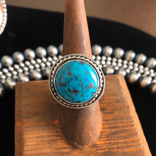 Native American Navajo Handmade Turquoise on Sterling Silver Ring