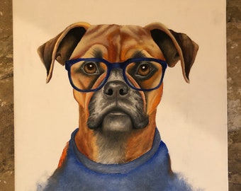 The Dog in Glasses oil painting