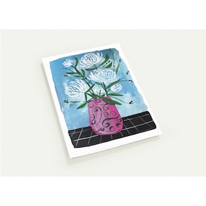 10 x Grußkarte mit Umschlägen | Innen leer | Lockeres Florales | Abstrakter Blumendruck | Skurrile Gouachemalerei | A5/A6 Größe