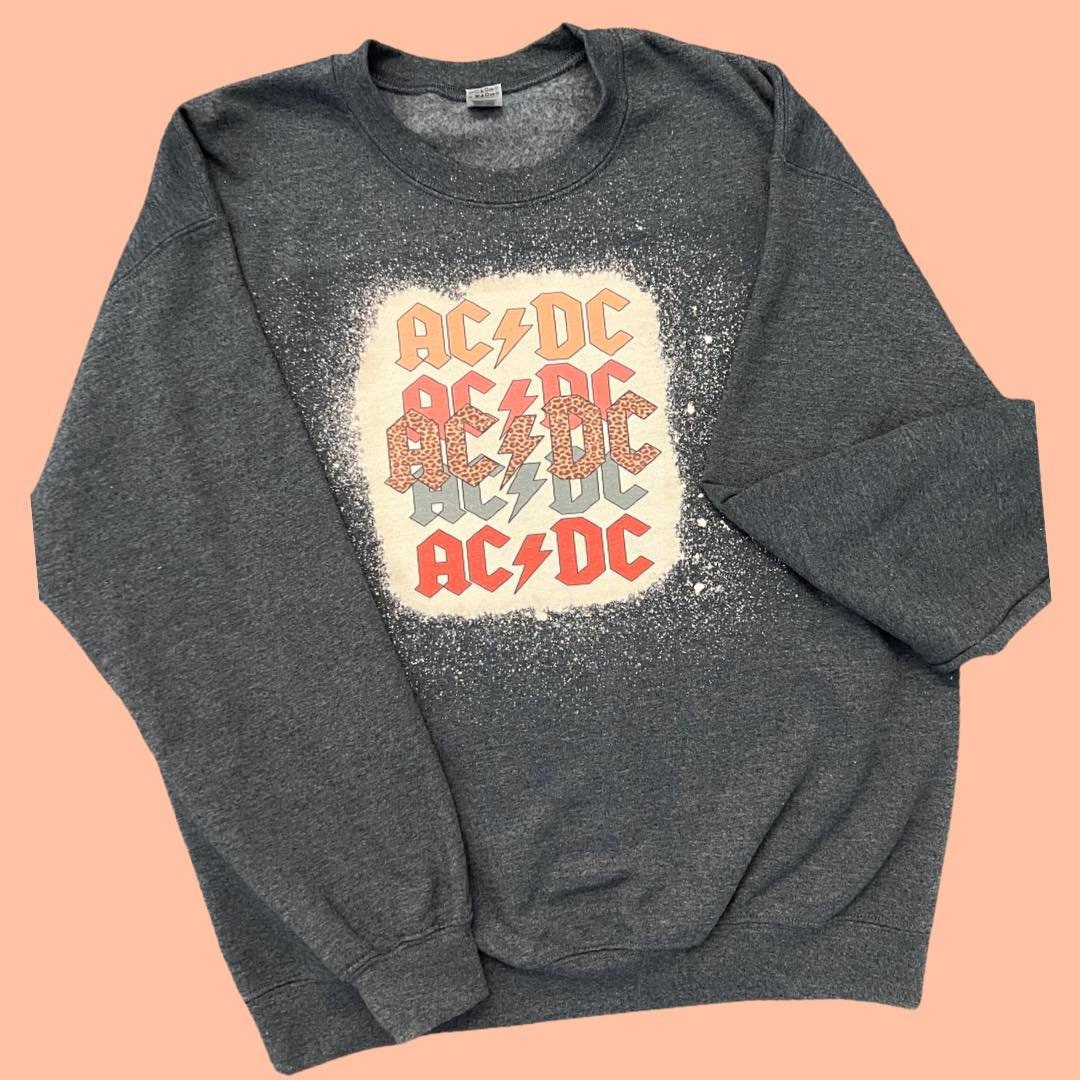 AC/DC Bleached Crewneck Ac/dc Bleached Music Rock - Etsy