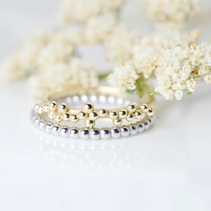 GARLAND beaded band or wedding ring on 14K gold