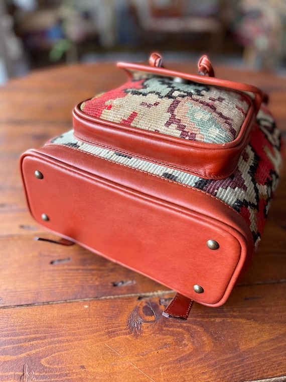 Vintage Kilim Backpack, Wool and Leather, Unisex Knapsack - Etsy display picture 1