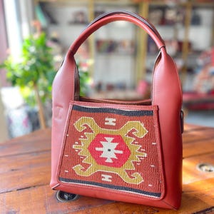 Kilim bag, leather bag, Kilim bags, Crossbody bag, Vintage Kilim and Genuine Leather, Vintage Kilim bag, Gift for her