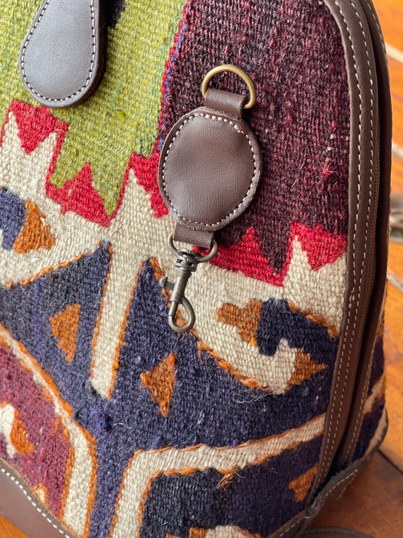 Kilim bag, Kilim hand bag, Vintage Kilim and Genu… - image 4