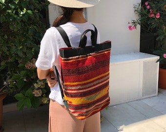 Kilim backpack, Kilim bag, Unisex backpack, Kilim Knapsack, Christmas gift, Bohemian backpack, Turkish bag, Gift for her, Gift for him