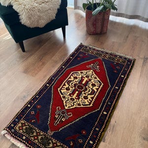 vintage mini rug, Anatolian rug, Home decor rug, vintage rug, door rug, Turkish rug, 100 x 53cm
