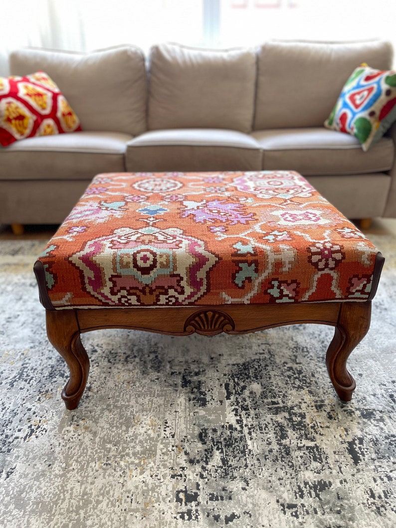 Kilim Coffee Table Square Coffee Table Ottoman Table Kilim Etsy