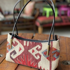 Kilim bag / kilim shoulder bag /Vintage Kilim and Genuine Leather
