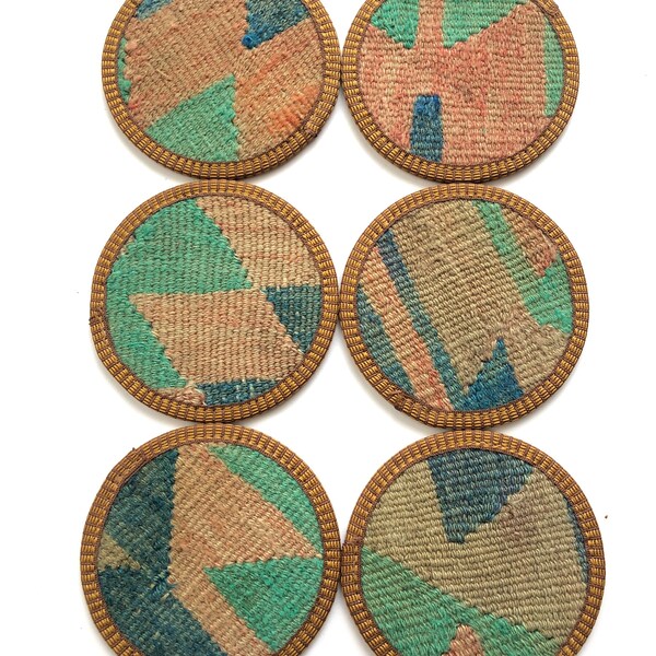 Kilim Coasters /Coaster/Drink Coasters /4,5inch /Home decor/handmade/wool coasters/housewarming gift