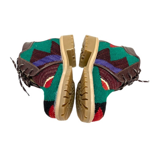 Kilim boots, Size 35,kilim shoes, Vintage Kilim, Leather ankle boots, Kilim lace shops up shoes, Kilim Unisex,leather boots