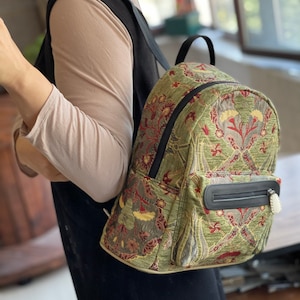 Textile backpack, Backpack, Turkish bag, Chenille bag