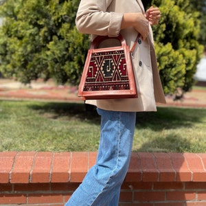 Vintage rug hand bag, Vintage rug and Genuine Leather, vintage rug bags, Vintage rug handbags, Leather bag, Boho bag, Cross body bag image 2