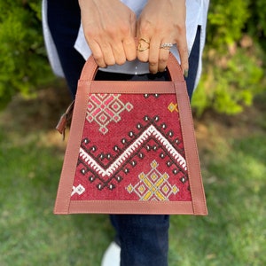 Vintage kilim hand bag, Vintage kilim and Genuine Leather, kilim bags, Kilim handbags, Leather bag, Boho bag, Cross body bag