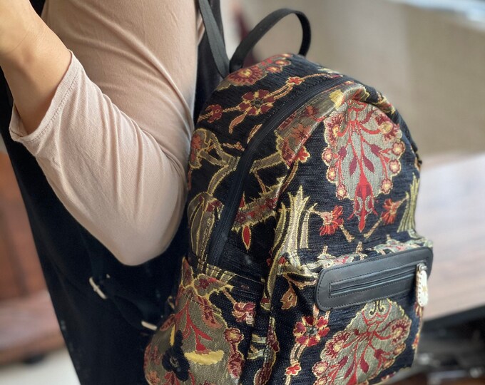 Textiles Backpack Textile Backpack, Backpack, Turkish Bag, Chenille Bag - Etsy