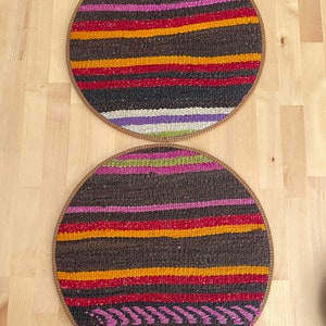 Kilim placemats, table mats, Table placemats, Home decor, Handmade rugs, Lunch mats, housewarming gift, 14x14”, Set of 2