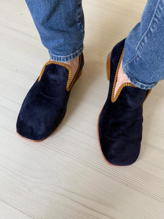 TALLA 41 -47 (US8-14) Zapatos azul marino, Zapatos de terciopelo