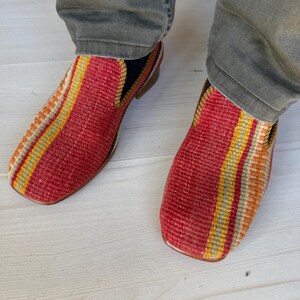 SIZE 41 /US 8, All handmade  Kilim Shoes for men, Vintage Kilim shoes, Loafers Men shoes, Slip-on shoes men, Leather shoes men,