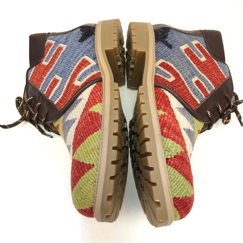 Kilim boots, Size 46, kilim shoes, Vintage Kilim, Leather ankle shops shoes, Kilim lace up shoes, Kilim Unisex, leather boots,
