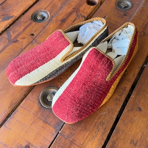 SIZE 44 / US 11, All handmade  Kilim Shoes for men, Vintage Kilim shoes, Loafers Men shoes, Slip-on shoes men, Leather shoes men,