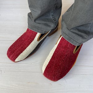 SIZE 43 /US 10, All handmade  Kilim Shoes for men, Vintage Kilim shoes, Loafers Men shoes, Slip-on shoes men, Leather shoes men,